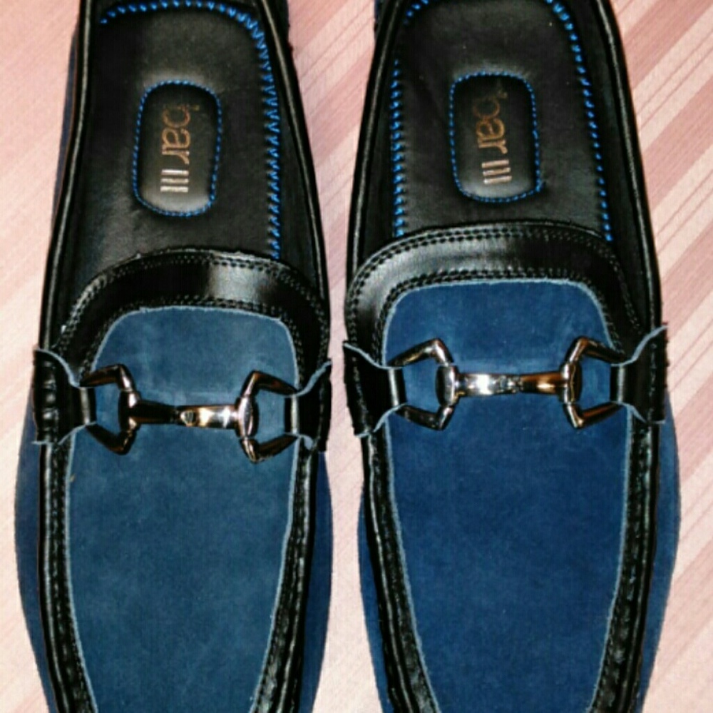 bar III Men's Blue Suede Loafers